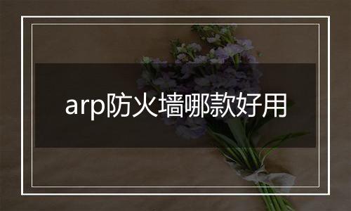 arp防火墙哪款好用