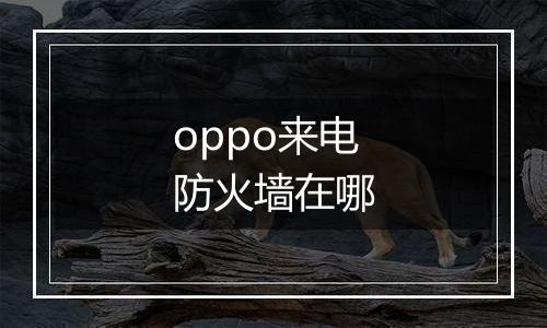 oppo来电防火墙在哪