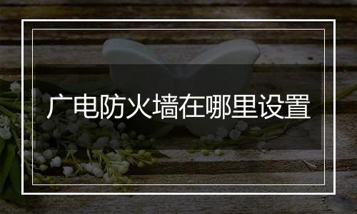 广电防火墙在哪里设置