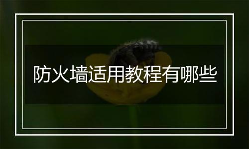 防火墙适用教程有哪些