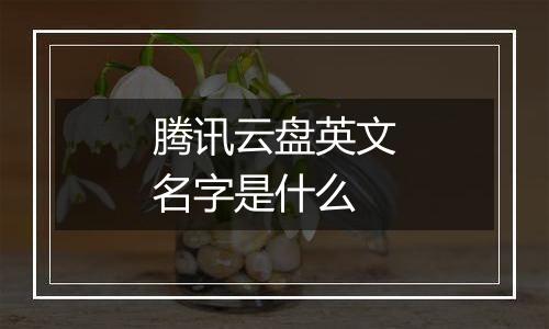 腾讯云盘英文名字是什么