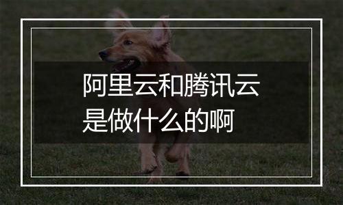 阿里云和腾讯云是做什么的啊