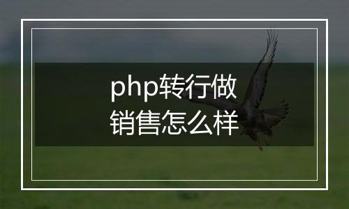 php转行做销售怎么样