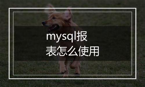 mysql报表怎么使用
