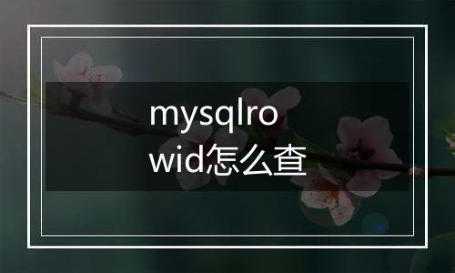 mysqlrowid怎么查
