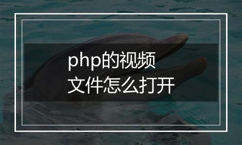 php的视频文件怎么打开