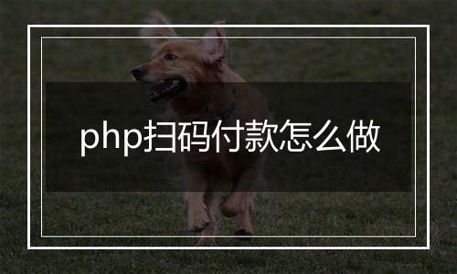 php扫码付款怎么做