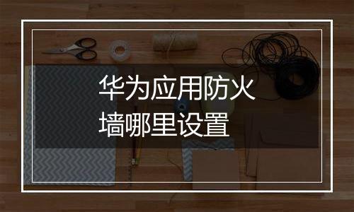 华为应用防火墙哪里设置