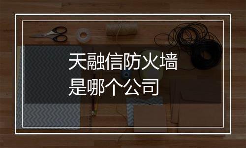 天融信防火墙是哪个公司