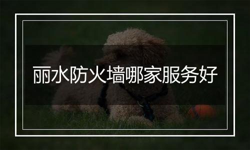 丽水防火墙哪家服务好