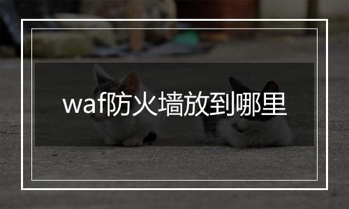 waf防火墙放到哪里