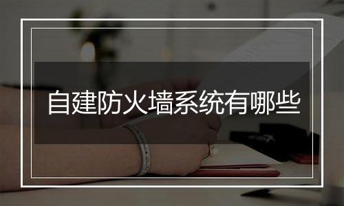 自建防火墙系统有哪些
