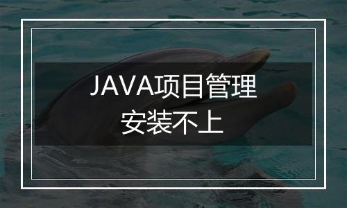 JAVA项目管理 安装不上