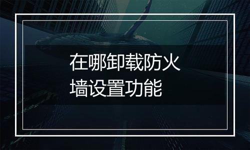在哪卸载防火墙设置功能