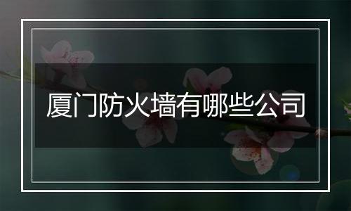 厦门防火墙有哪些公司