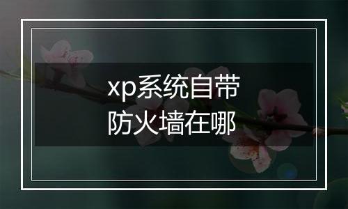 xp系统自带防火墙在哪