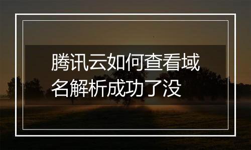 腾讯云如何查看域名解析成功了没