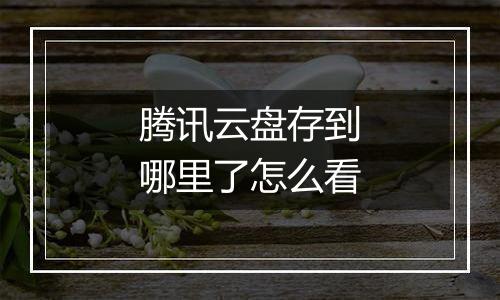 腾讯云盘存到哪里了怎么看
