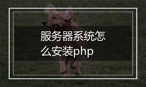 服务器系统怎么安装php