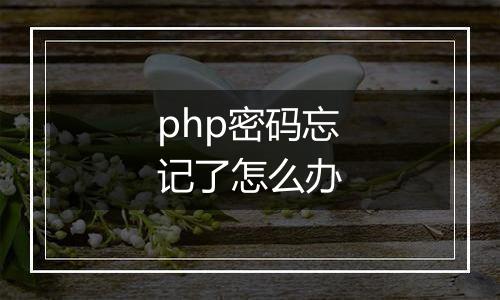 php密码忘记了怎么办