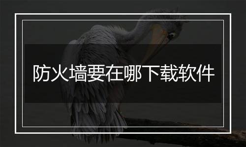 防火墙要在哪下载软件