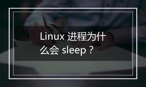 Linux 进程为什么会 sleep?