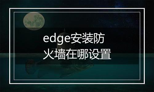 edge安装防火墙在哪设置