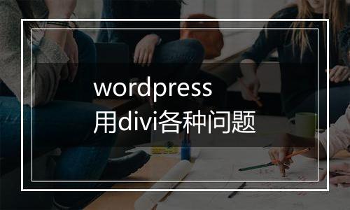 wordpress用divi各种问题
