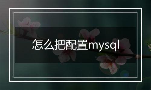怎么把配置mysql