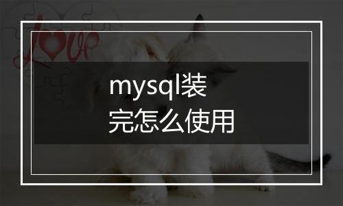 mysql装完怎么使用