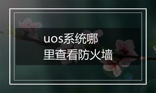 uos系统哪里查看防火墙