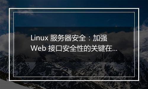 Linux 服务器安全:加强 Web 接口安全性的关键在哪?