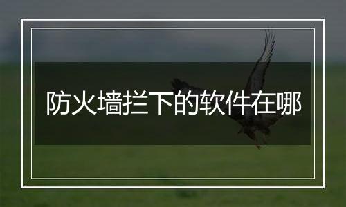 防火墙拦下的软件在哪