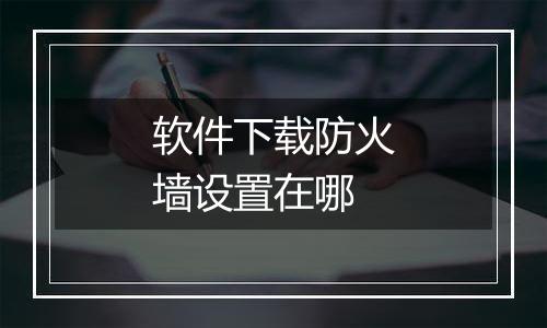 软件下载防火墙设置在哪