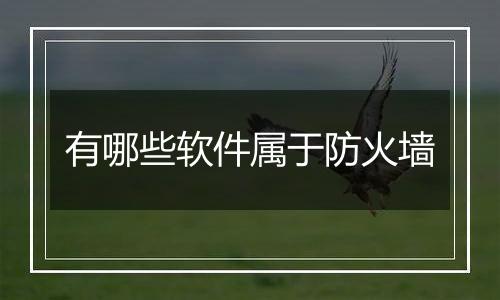 有哪些软件属于防火墙
