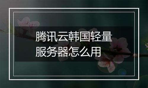 腾讯云韩国轻量服务器怎么用