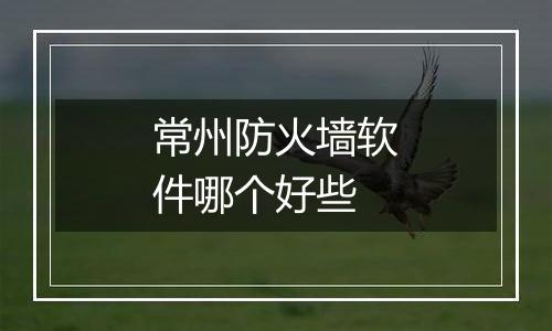 常州防火墙软件哪个好些