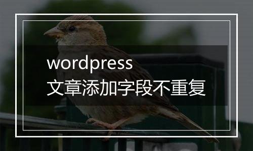 wordpress文章添加字段不重复