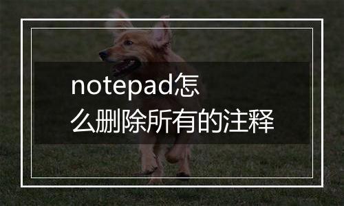 notepad怎么删除所有的注释