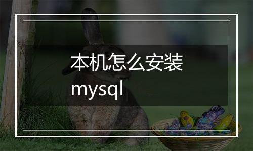 本机怎么安装mysql
