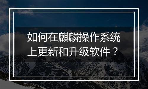 如何在麒麟操作系统上更新和升级软件?