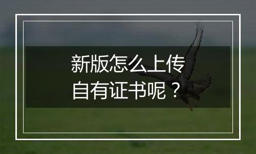 新版怎么上传自有证书呢?