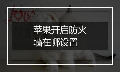 苹果开启防火墙在哪设置