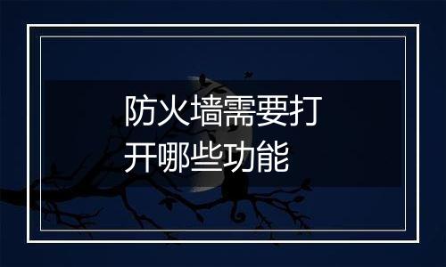 防火墙需要打开哪些功能