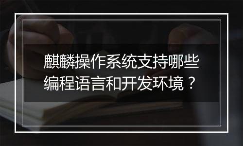 麒麟操作系统支持哪些编程语言和开发环境?