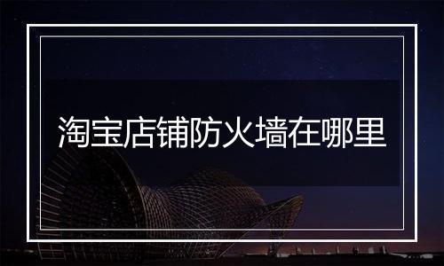 淘宝店铺防火墙在哪里