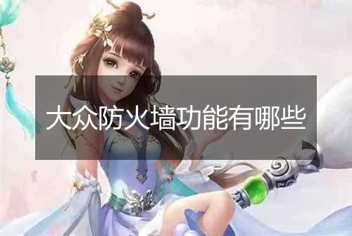 大众防火墙功能有哪些