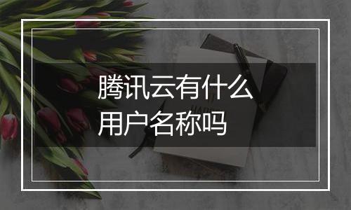 腾讯云有什么用户名称吗