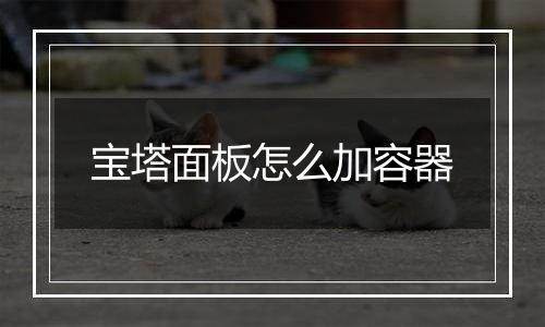 宝塔面板怎么加容器