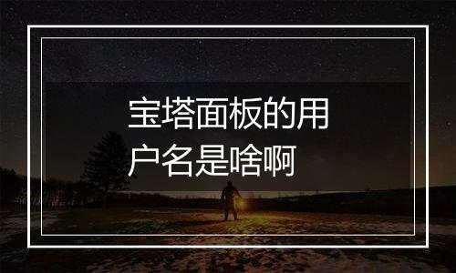 宝塔面板的用户名是啥啊
